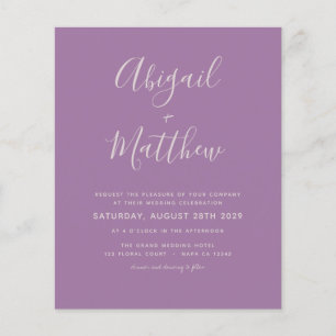 Budget Dusty Lila Simple Wedding Einladung Fly Flyer