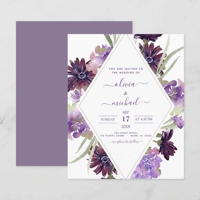 Budget Dusty Lila Wedding Blumengrün (Vorne/Hinten)
