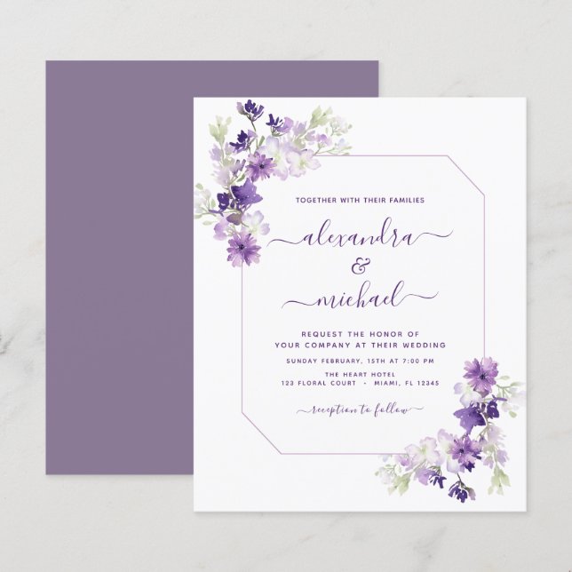 Budget Dusty Lila Wedding Blumengrün (Vorne/Hinten)