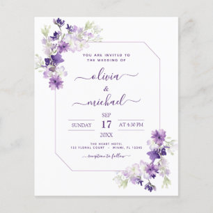 Budget Dusty Lila Wedding Blumengrün Flyer