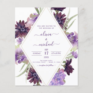Budget Dusty Lila Wedding Blumengrün Flyer