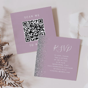 Budget Dusty Lilac Silver Wedding QR Code UAWG Begleitkarte