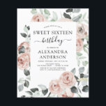 Budget Dusty Pink 16 . Geburtstag Geburtstagsparte Flyer<br><div class="desc">Das Budget Dusty Pink Floral Rose und Eukalyptus Botanische Vegetation Watercolor Frühjahr oder Sommer 16 . Geburtstag Geburtstagsparty Einladungen - beinhaltet schöne und elegante Schrift Typografie mit modernen tropischen botanischen Blume und Grün für die besondere süße 16 Feiern.</div>