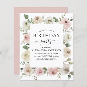 Budget Dusty Pink Birthday Party Floral