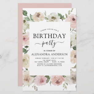 Budget Dusty Pink Birthday Party Floral