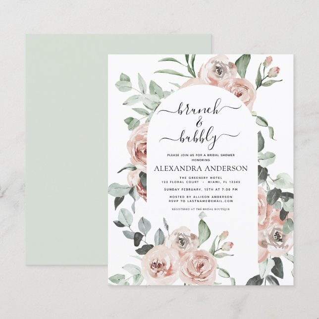 Budget Dusty Pink Brunch & Bubbly Brautparty (Vorne/Hinten)