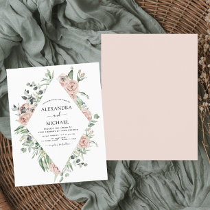 Budget Dusty Pink Eukalyptus Wedding Einladung