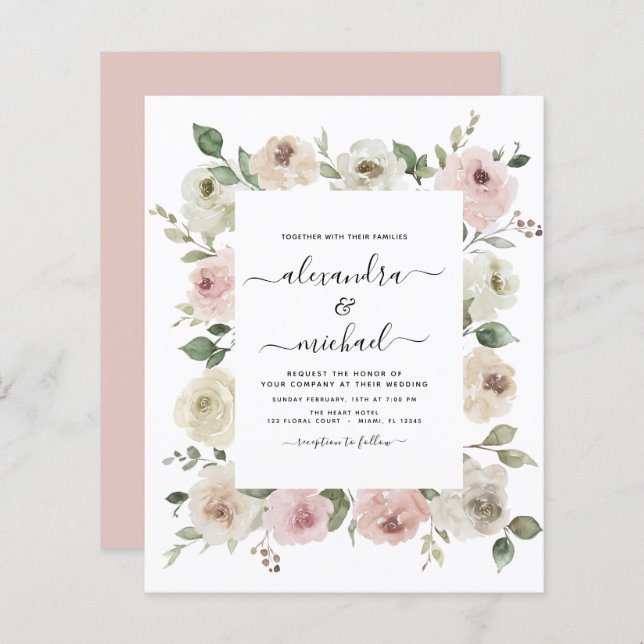 Budget Dusty Pink Floral Eukalyptus Wedding (Vorne/Hinten)