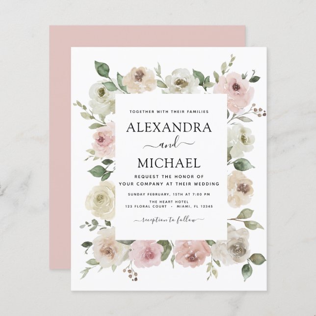 Budget Dusty Pink Floral Eukalyptus Wedding (Vorne/Hinten)