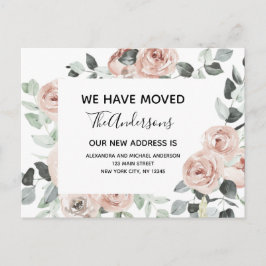 Budget Dusty Pink Floral Moving Ankündigung Postkarte