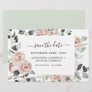 Budget Dusty Pink Floral Save the Date Einladung