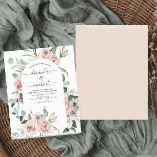 Budget Dusty Pink Floral Wedding Einladung