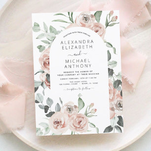 Budget Dusty Pink Floral Wedding Einladung