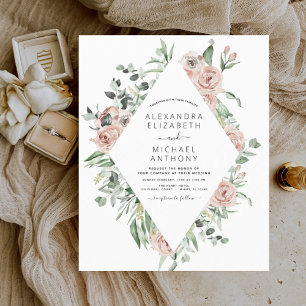 Budget Dusty Pink Floral Wedding Einladung