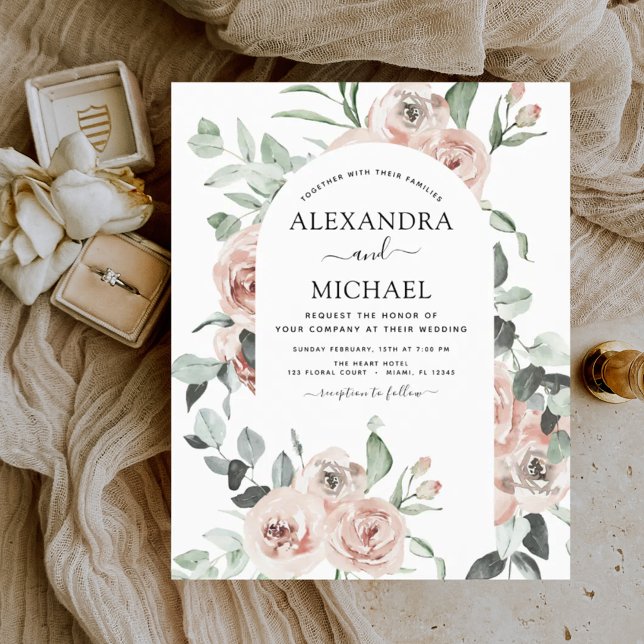 Budget Dusty Pink Grüne Einladungen Hochzeit (Von Creator hochgeladen)