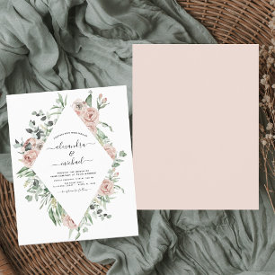 Budget Dusty Pink Grüne Hochzeit Einladung