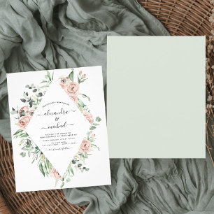 Budget Dusty Pink Grüne Hochzeit Einladung Flyer