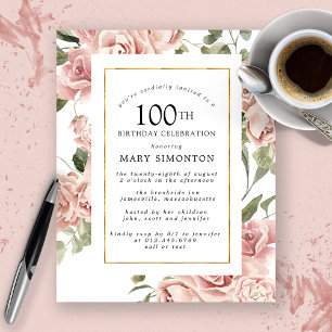 Budget Dusty Pink Rose 100. Geburtstagsparty Einla