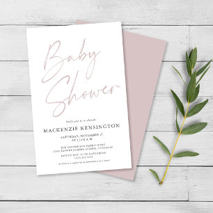 Budget Dusty Pink Simple Script Baby Dusche FLYER