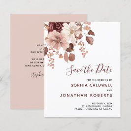 Budget Dusty Rose Eukalyptus Floral Save the Date