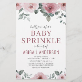 Budget Dusty Rose Floral Baby Sprinkle Einladung