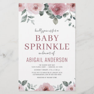 Budget Dusty Rose Floral Baby Sprinkle Einladung