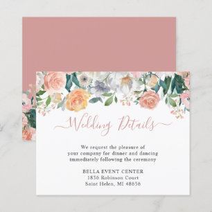 Budget Dusty Rose Floral Hochzeits-Detailkarte