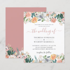 Budget Dusty Rose Floral Wedding Einladung