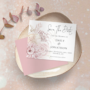 Budget Dusty Rose Florals Wedding Save the Date