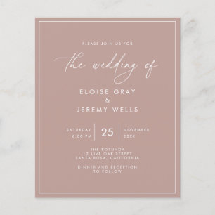 Budget Dusty Rose Hochzeit Einladung Flyer