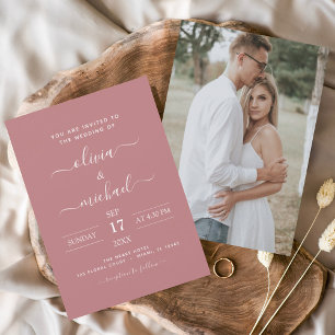 Budget Dusty Rose Hochzeit mit Foto Einladung