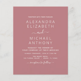 Budget Dusty Rose Hochzeit mit Foto Einladung Flyer