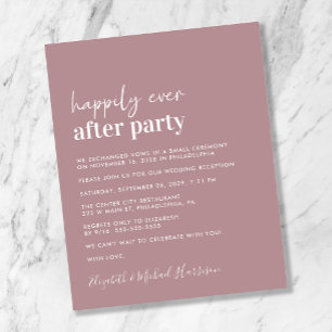 Budget Dusty Rose Hochzeitsempfang Einladung