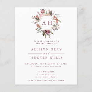 Budget Dusty Rose Monogram Wedding Fly Flyer