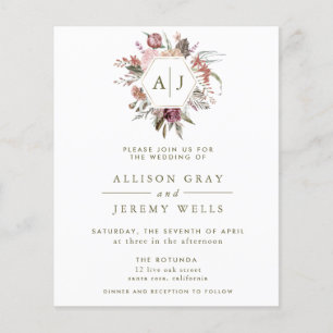 Budget Dusty Rose Monogram Wedding Fly Flyer