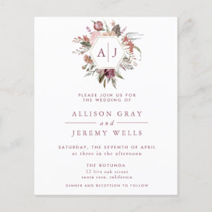 Budget Dusty Rose Monogram Wedding Fly Flyer