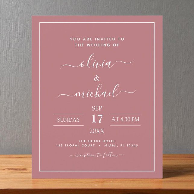 Budget Dusty Rose Pink Wedding Modern Typografy F Flyer (Von Creator hochgeladen)
