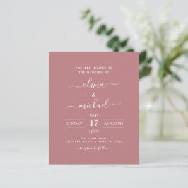 Budget Dusty Rose Pink Wedding Moderne Typografie
