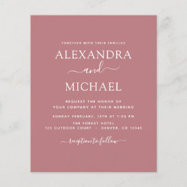 Budget Dusty Rose Pink Wedding Moderne Typografie