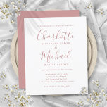 Budget Dusty Rose Script Einladung<br><div class="desc">Mit seinen charakteristischen Stilnamen kann diese elegante,  preiswerte,  staubige Hochzeitseinladung zur Rose mit Ihren Informationen in schicken Buchstaben personalisiert werden. Entwickelt von Thisisnotme©</div>