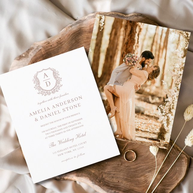 Budget Dusty Rose Wappen Hochzeit Einladung Flyer (Von Creator hochgeladen)