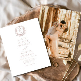 Budget Dusty Rose Wappen Hochzeit Einladung Flyer