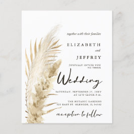 Budget Earthy Boho Pampas Wedding Einladung