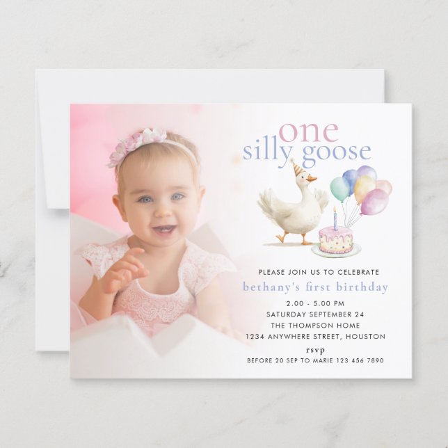 Budget Ein Albernes Goose Foto Overlay 1. Geburtst (Vorderseite)