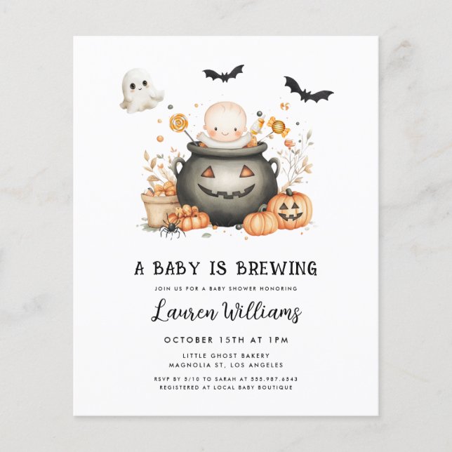 BUDGET Ein Baby braut Halloween-Kinderdusche Flyer (Vorne)