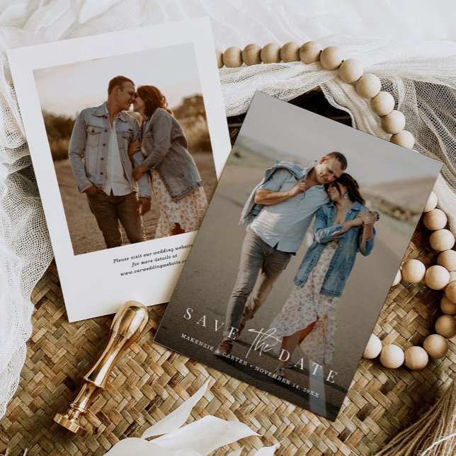 Budget Einfach modern Minimalistisch zwei Foto Save The Date (Von Creator hochgeladen)