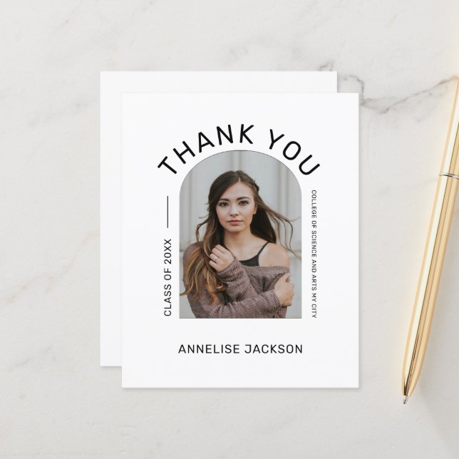 Budget einfache Foto Abschluss danke Karte (Vorderseite/Rückseite Beispiel)