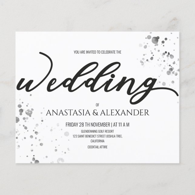 Budget Einfache Hochzeitseinladung. Flyer (Vorne)