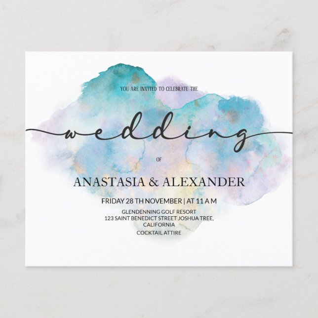 BUDGET/Einfache Hochzeitseinladung. Flyer (Vorne)
