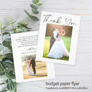 Budget einfache moderne Foto Hochzeit danke Flyer